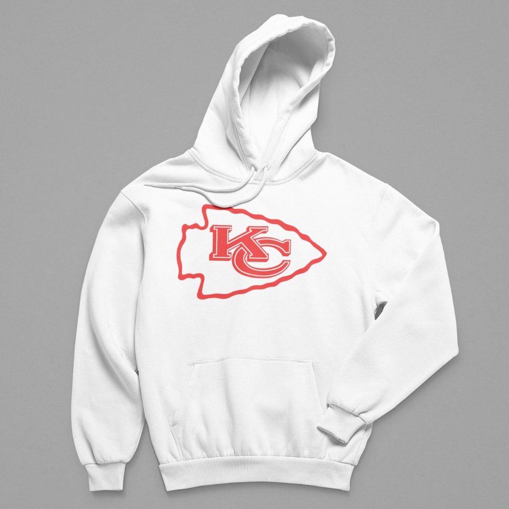 NEW Kansas City Chiefs Big Logo Fleece Pullover Hoodie WHITE